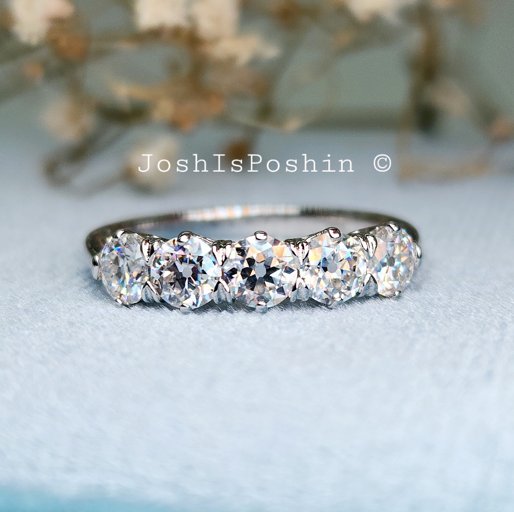 Oec Cut Moissanite Anniversary Ring Band In Sterling Silver